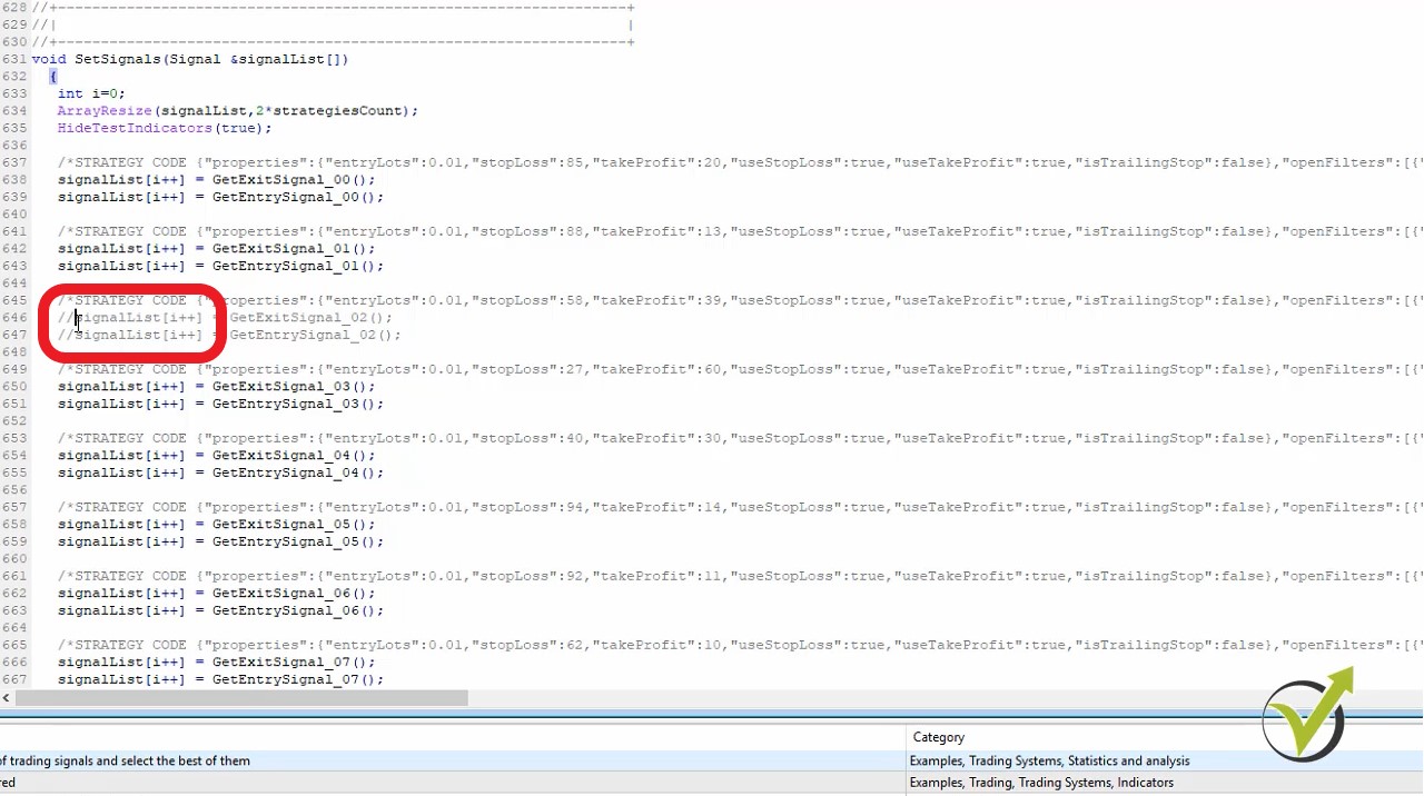 Robot trading code