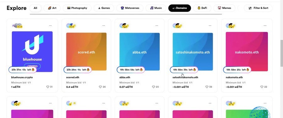 different NFT tokens