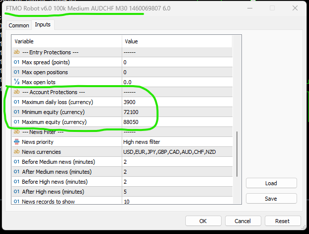 PFTMO Robot Protections for 80k account