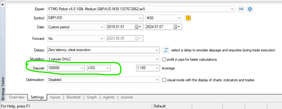 MT5 Tester Deposit option