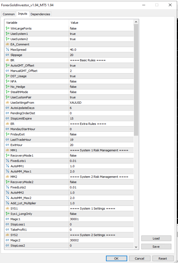 Settings part one gold investor 5k 5ers