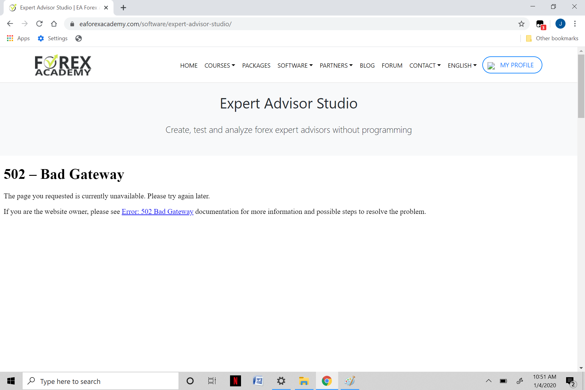 EA Studio Connection Problem
